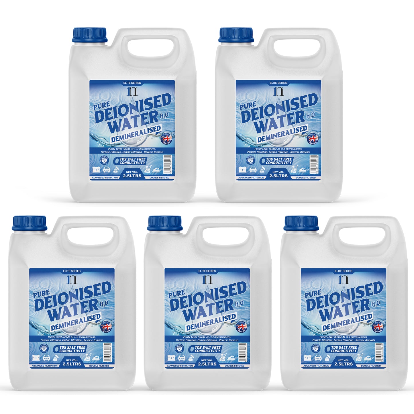 Pure Deionised Water 1L , 2.5L , 5L