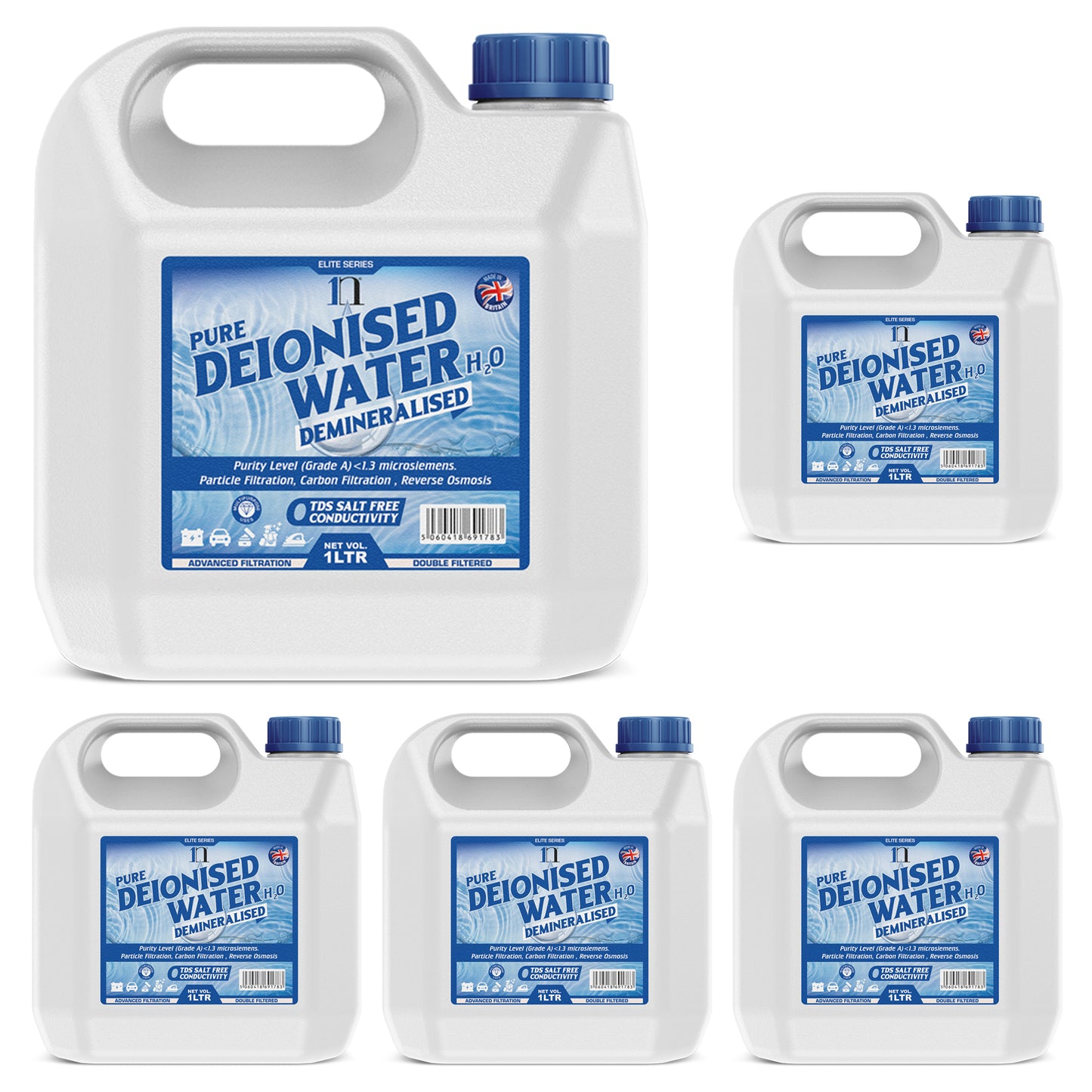 Pure Deionised Water 1L , 2.5L , 5L