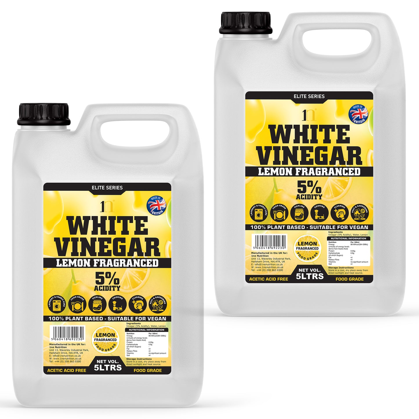 1NE Nutrition White Vinegar 5L 5% – Lemon Fragranced