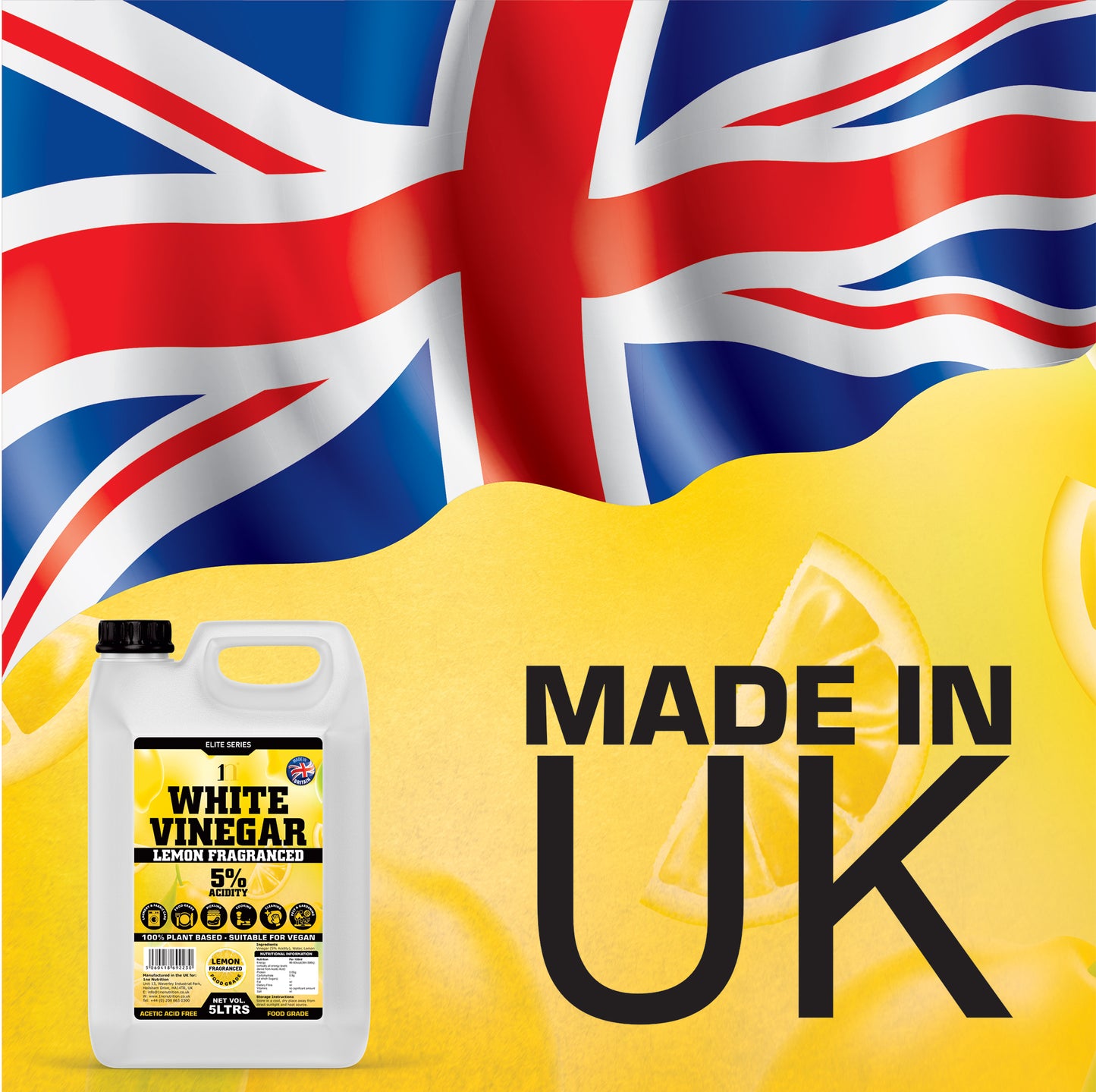 1NE Nutrition White Vinegar 5L 5% – Lemon Fragranced