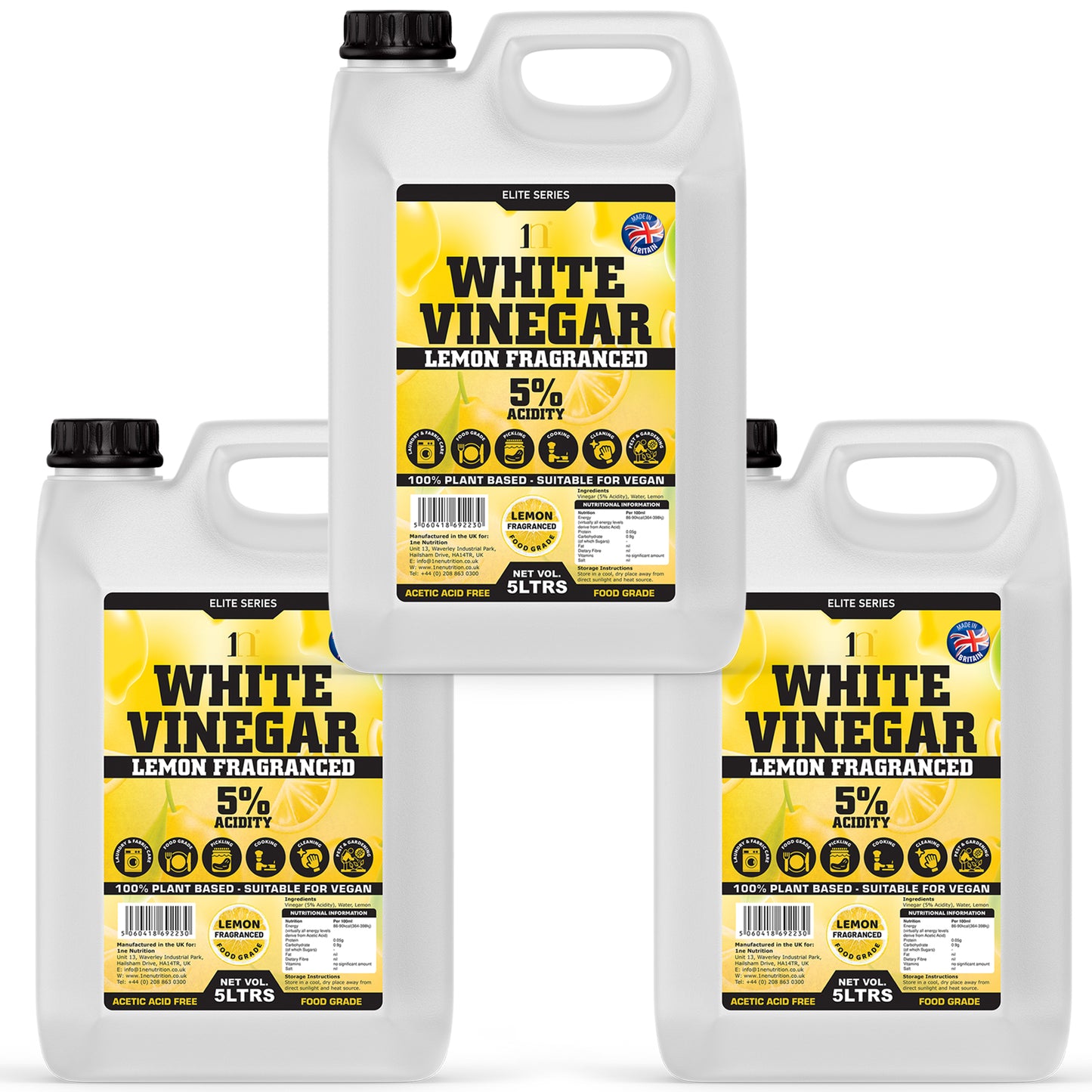 1NE Nutrition White Vinegar 5L 5% – Lemon Fragranced
