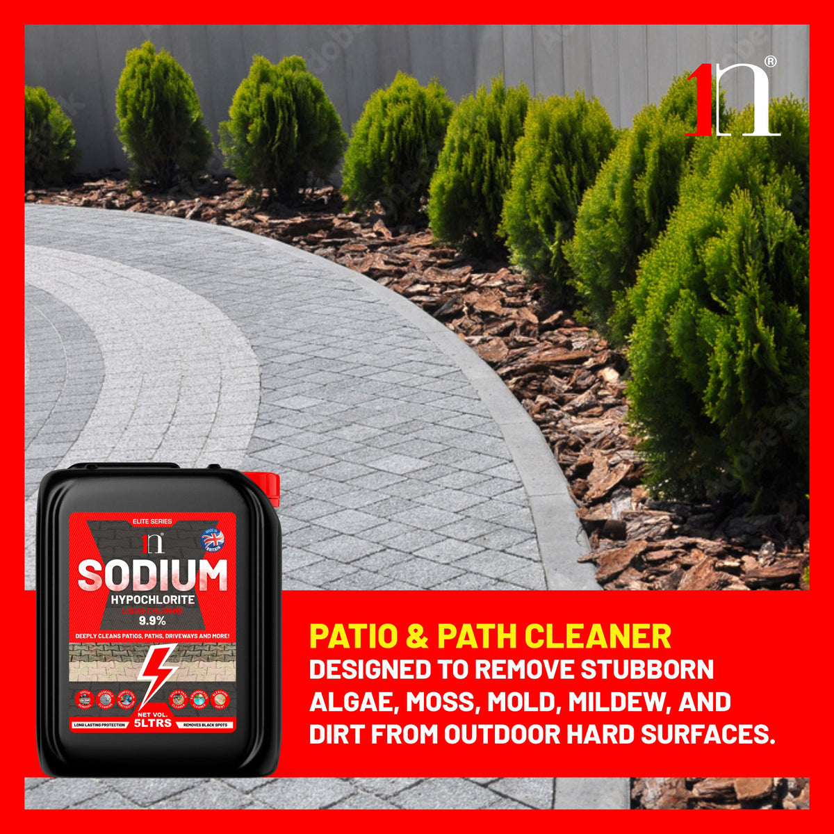 1ne Nutrition Patio Cleaner Sodium Hypochlorite 9.9% 5Ltrs